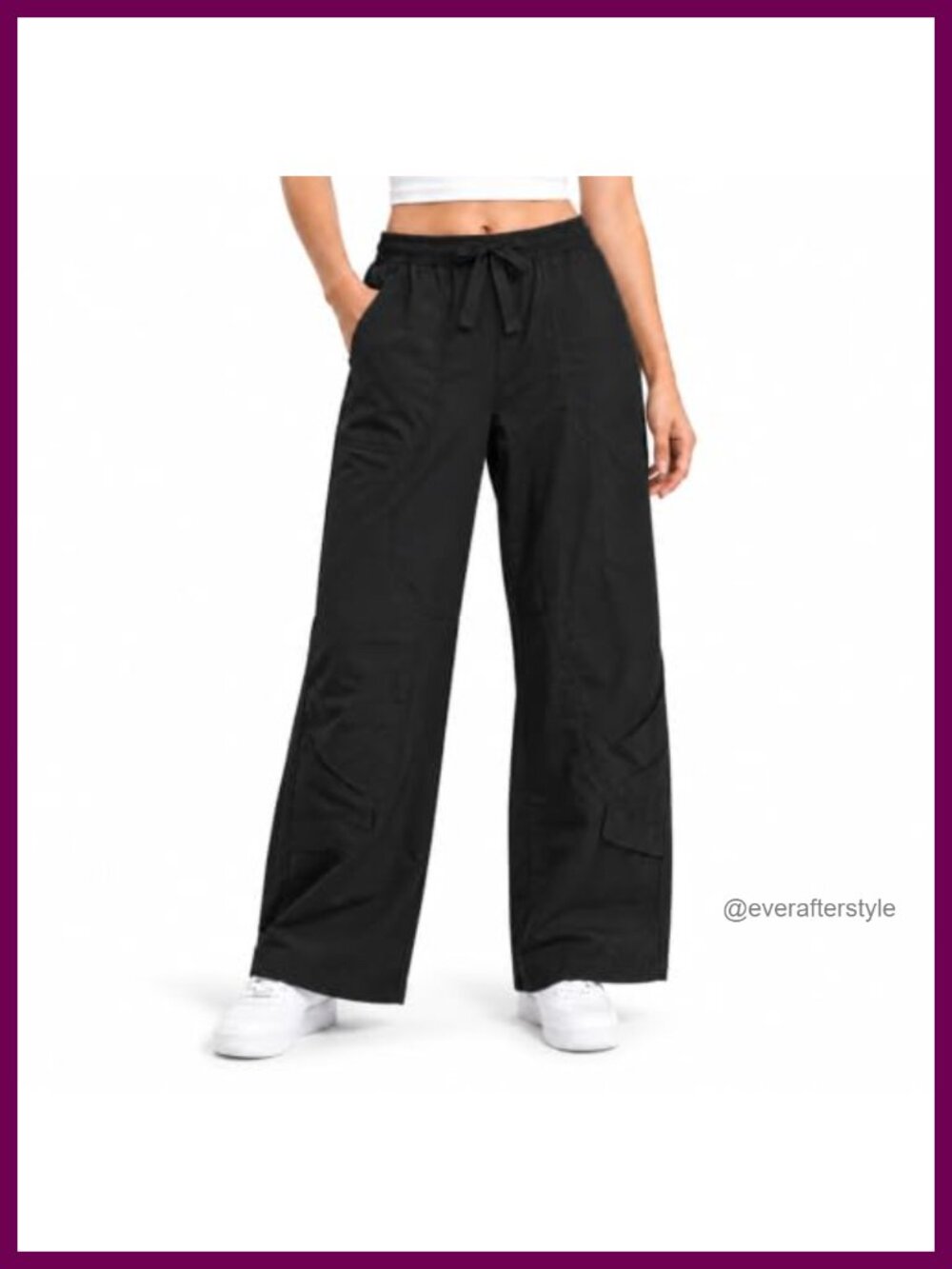 Wide Leg Travel Pants Pull-On Drawstring Waist Pockets